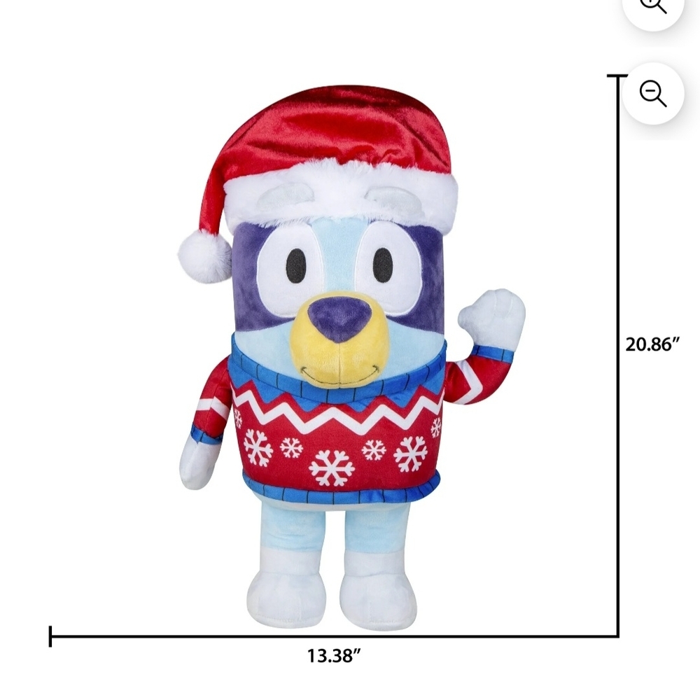 Bluey Holiday Greeter Standing Plush with Santa Hat Christmas